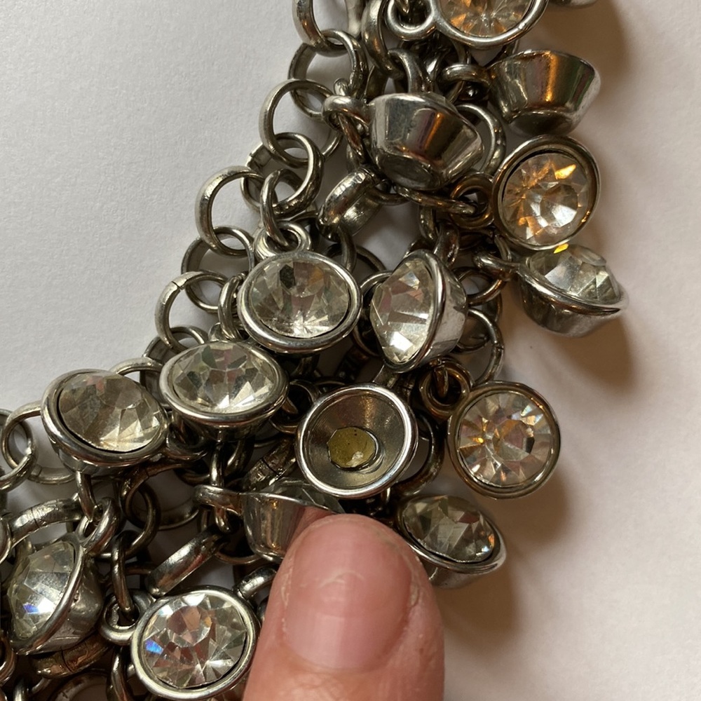 Silvertone And Rhinestone Statement Necklace - image 3